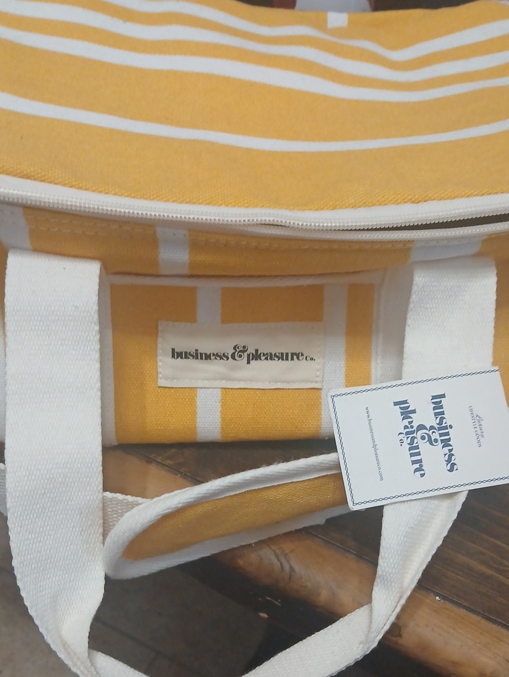 Business & Pleasure Co. Yellow Stripe Canvas Tote